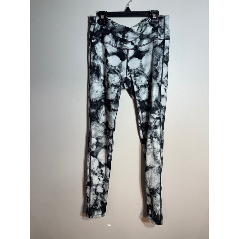 Athleta Tie Dye Leggings Black White‎ Womens Size Medium Activewear Workout
